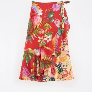 Anthropologie Farm Rio Nadya Wrap Midi Skirt